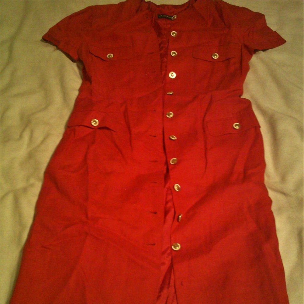 “LOUIS FERAUD” Vintage Orangey Red Dress - Size 10